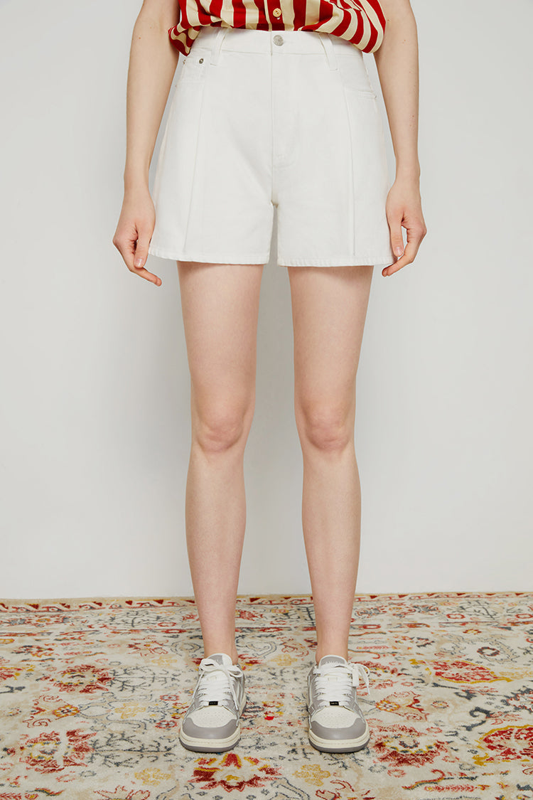 Pleated Fun Short High-Rise Mid-Weight Denim Shorts Hey Joanie