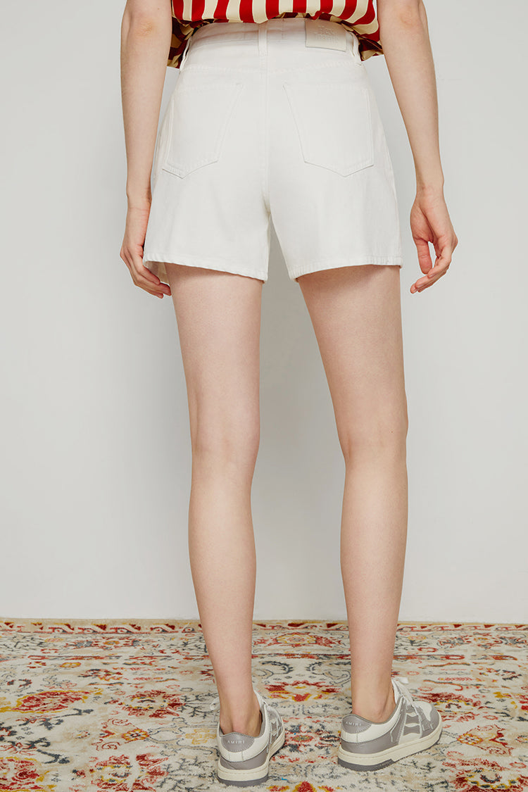 Pleated Fun Short High-Rise Mid-Weight Denim Shorts Hey Joanie