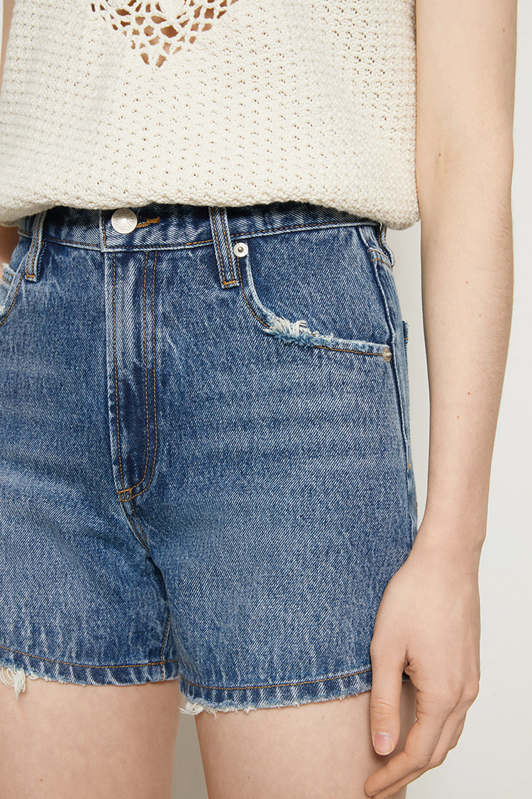 Vintage High Rise Shorts Mid-weight Denim BOYISH