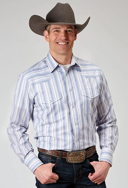 Roper 1966 Stripe (White) - Men's Western Shirt
