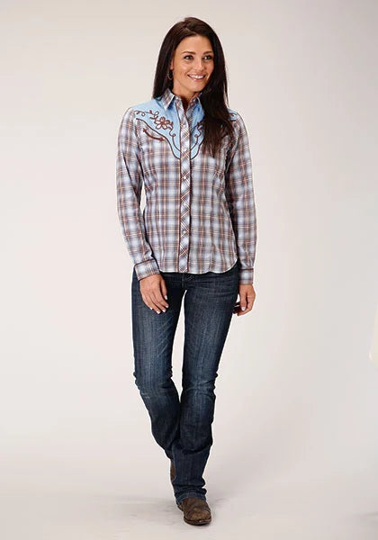 Roper 1634 Fancy Applique (Blue) - Women's Western Shirt