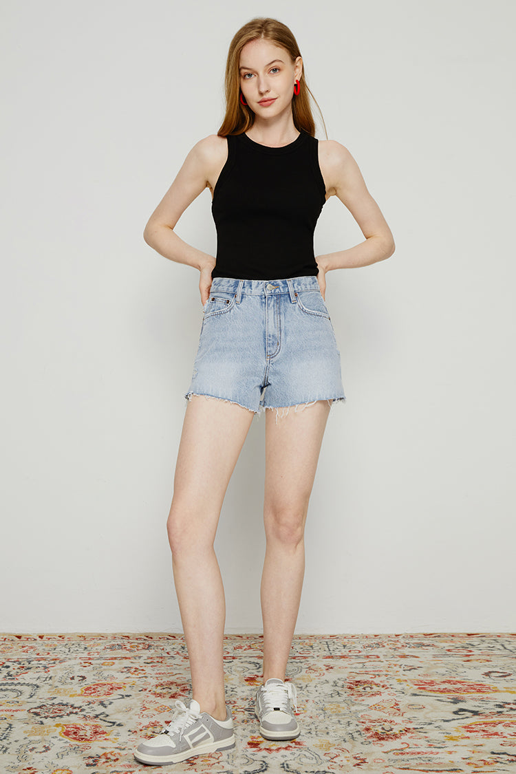 High Rise Mid-weight Denim Shorts HJ167 Hey Joanie