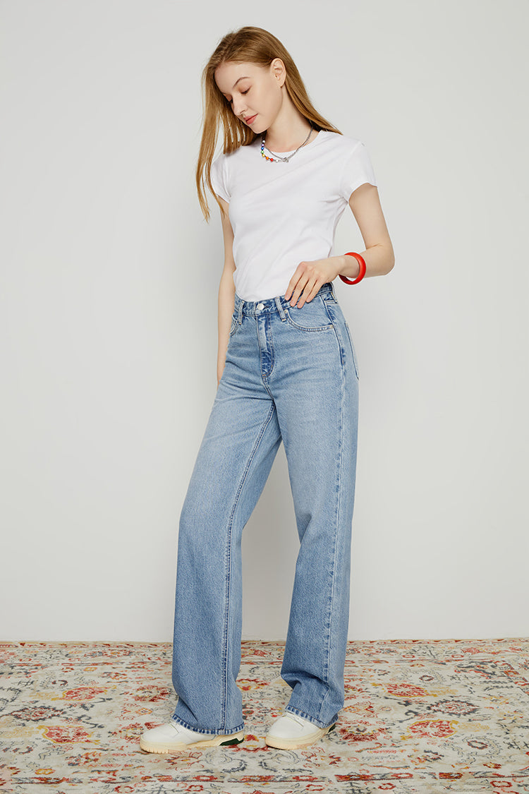 Whitefish High Rise Wide Jeans Mid-weight Denim HJ007 Coney Island