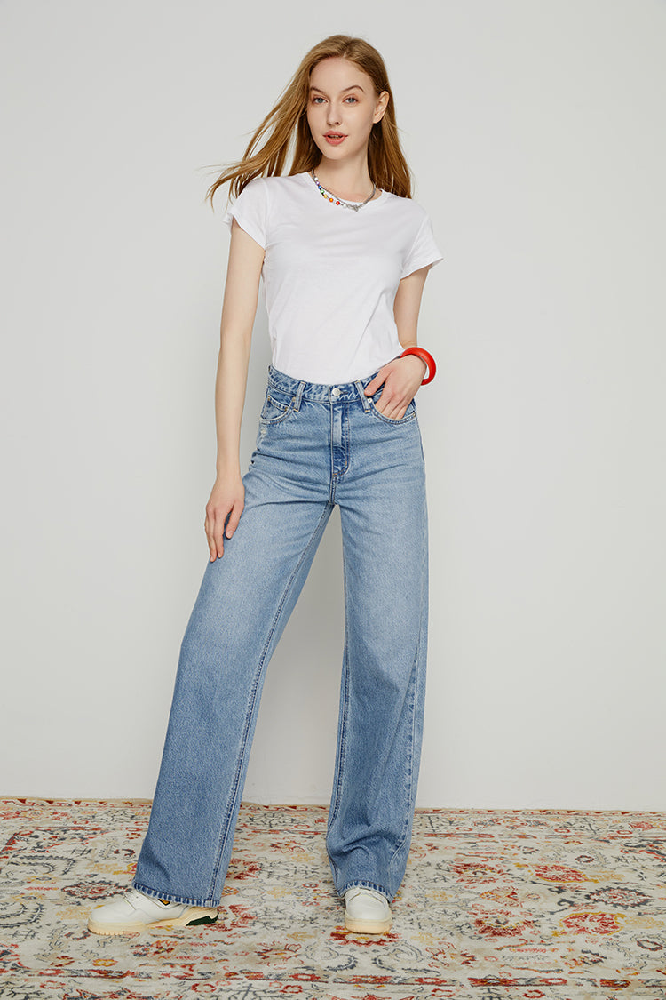 Whitefish High Rise Wide Jeans Mid-weight Denim HJ007 Coney Island