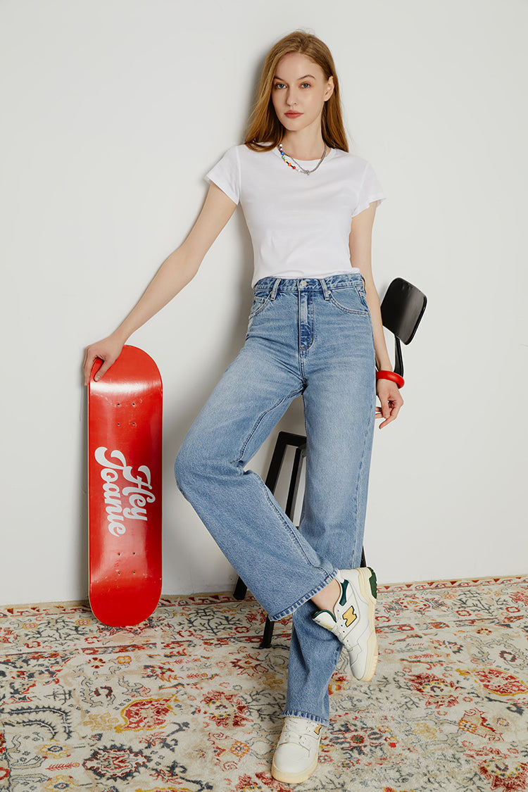 Whitefish High Rise Wide Jeans Mid-weight Denim HJ007 Coney Island