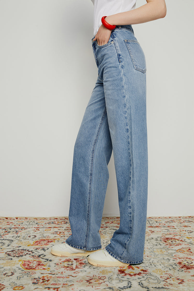 Whitefish High Rise Wide Jeans Mid-weight Denim HJ007 Coney Island