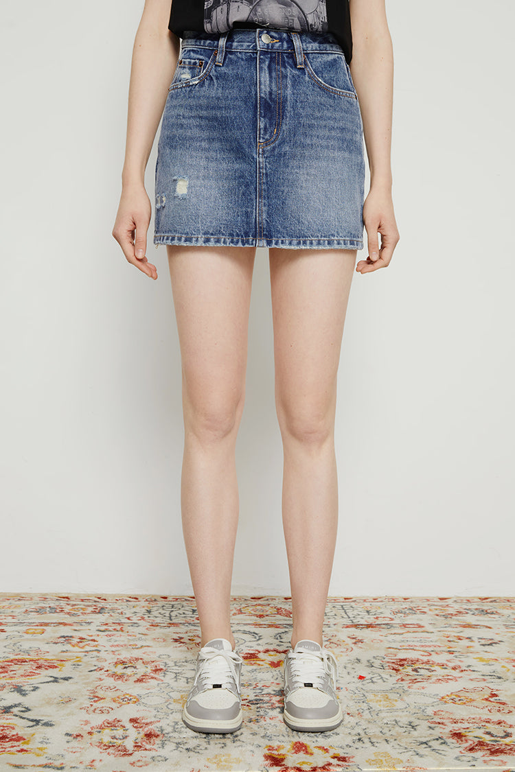 80'S Vintage Mid-weight Denim Mini Skirt HJ168