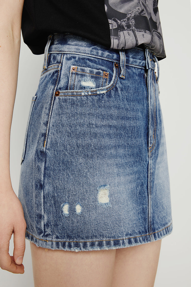 80'S Vintage Mid-weight Denim Mini Skirt HJ168