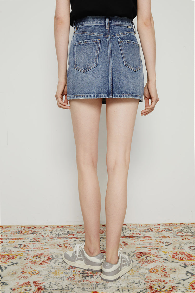80'S Vintage Mid-weight Denim Mini Skirt HJ168
