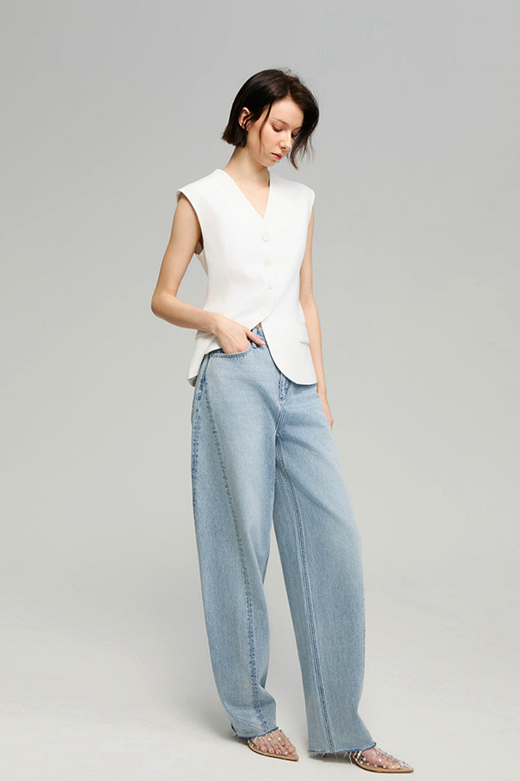Lightweight High-rise Relaxed Wide Leg Jeans Luna Flow HJ033