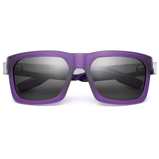 Matte Purple Brushed Black Grey Lens Aluminum Sunglasses Giving
