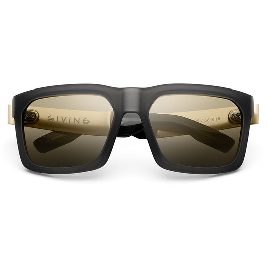 Matte Grey Translucent Brushed Gold Wayfarer Sunglasses with Gold Flash Lens Giving