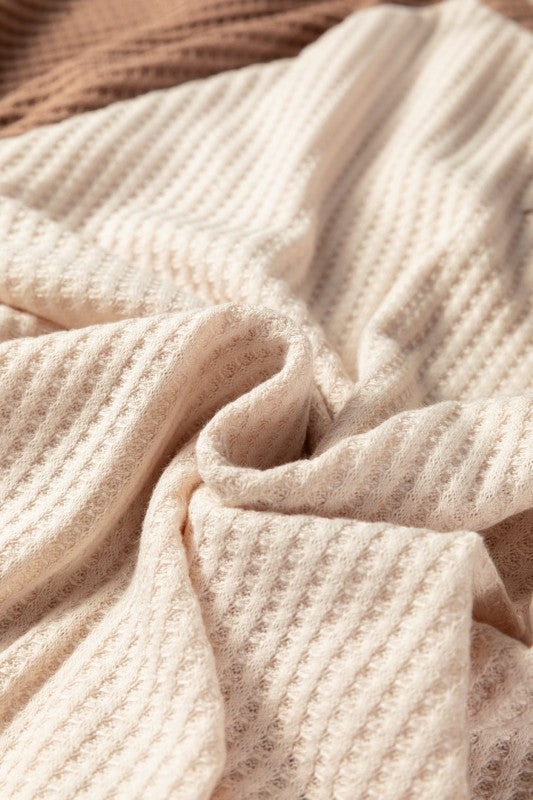 Colorblock Waffle Knit Raglan Sleeve Top