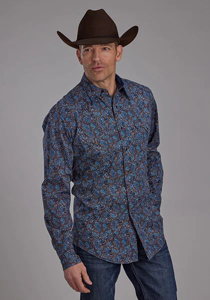 Roper 2172 River Paisley (Blue) - Men's Western Shirt