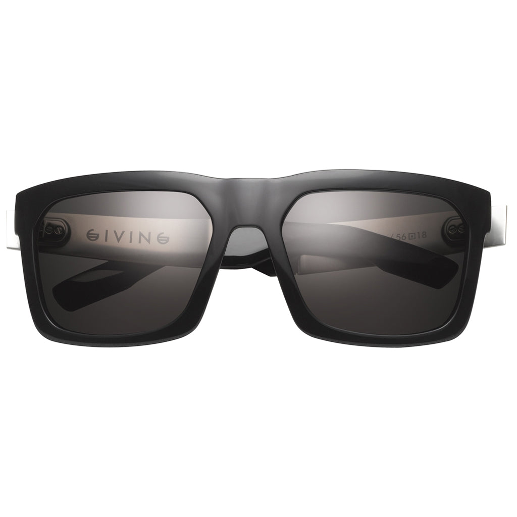 Black Brushed Aluminum Grey Polarized Lens Wayfarer Sunglasses Giving