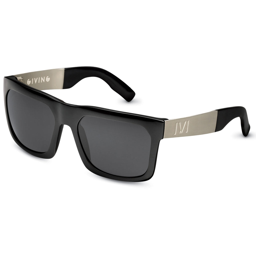 Black Brushed Aluminum Grey Polarized Lens Wayfarer Sunglasses Giving