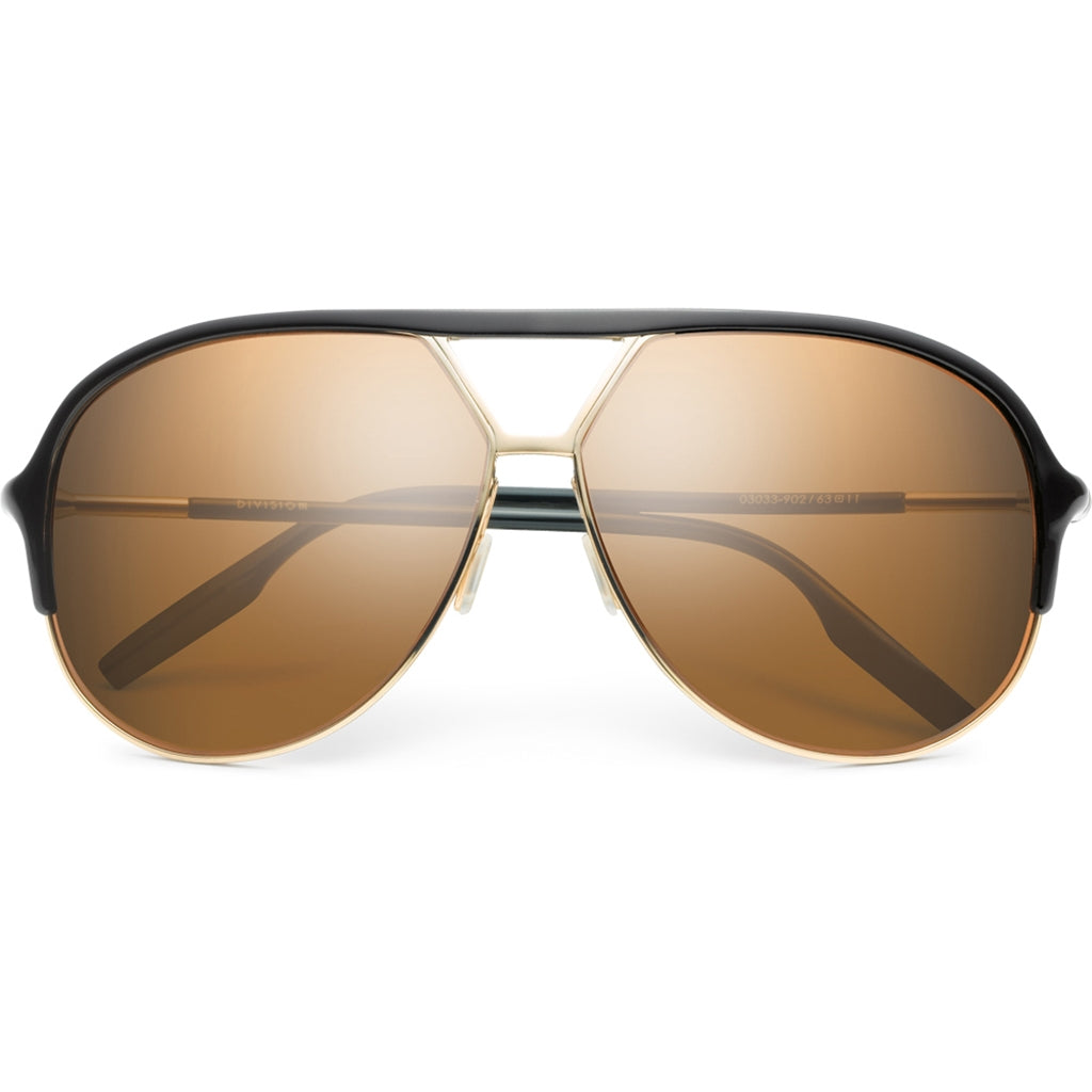Division Polished Black-Gold/Bronze Aviator Eyewear IVI Vision
