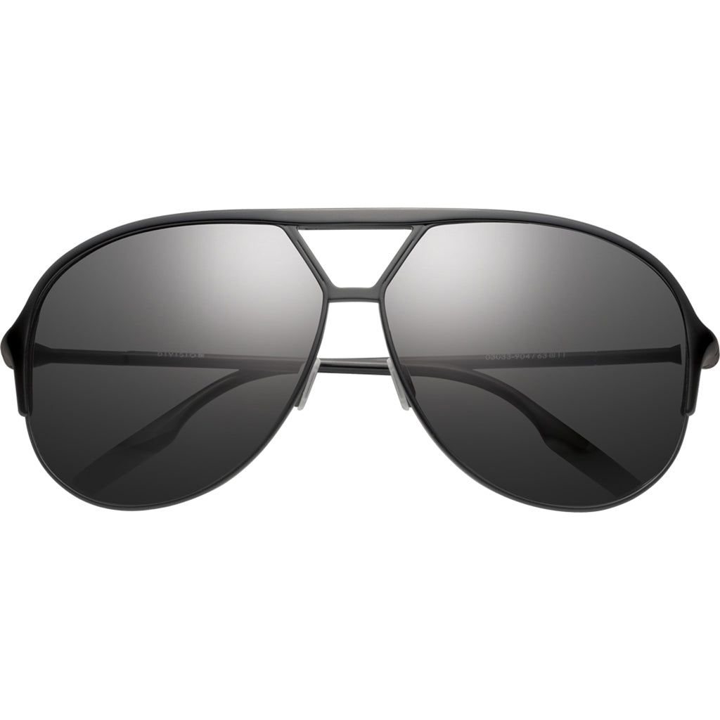 Polished Black-Matte Black Aviator Sunglasses Division