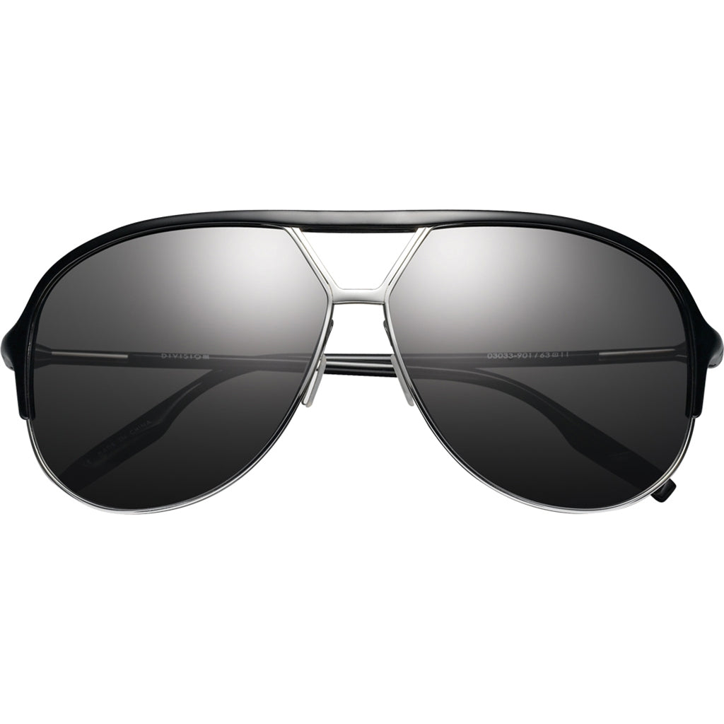 Polarized Black-Chrome/Grey Division Aviator Sunglasses IVI VISION