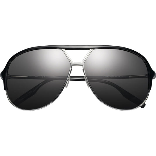 Polarized Black-Chrome/Grey Division Aviator Sunglasses IVI VISION