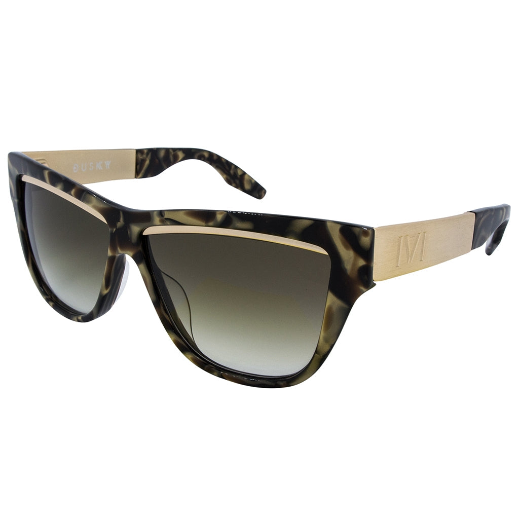 Polished Tigers Eye Brushed Gold Bronze Gradient Lens Sunglasses Dusky