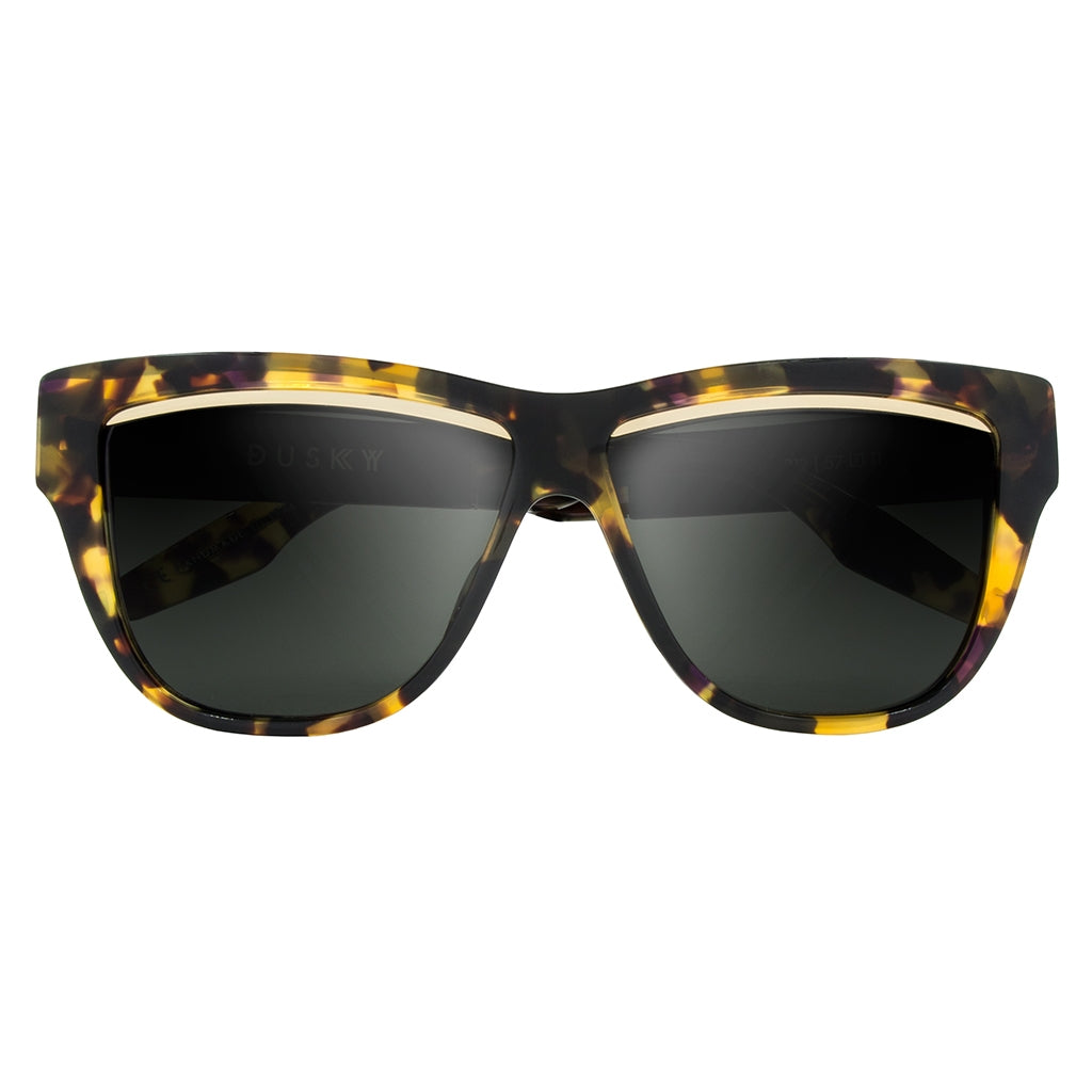 Polished Vintage Tortoise Brushed Black Grey Lens Sunglasses Dusky