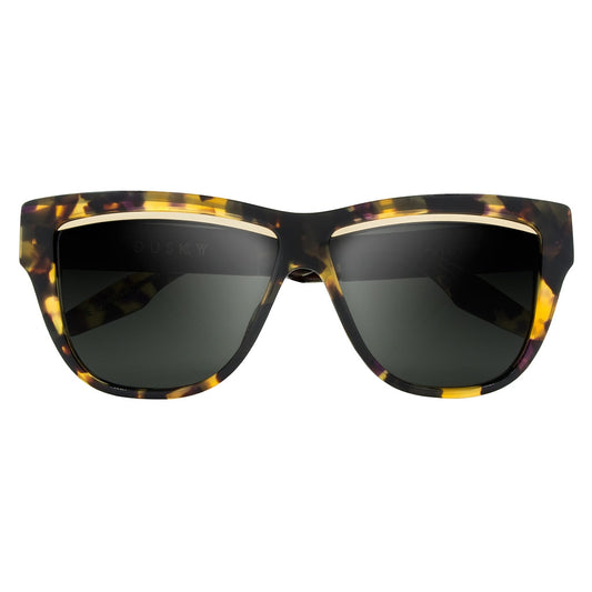 Polished Vintage Tortoise Brushed Black Grey Lens Sunglasses Dusky
