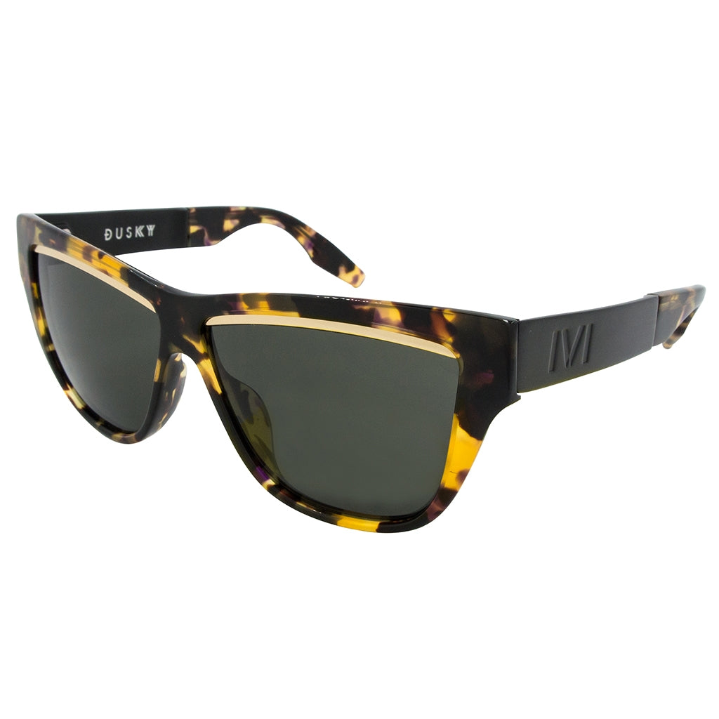Polished Vintage Tortoise Brushed Black Grey Lens Sunglasses Dusky