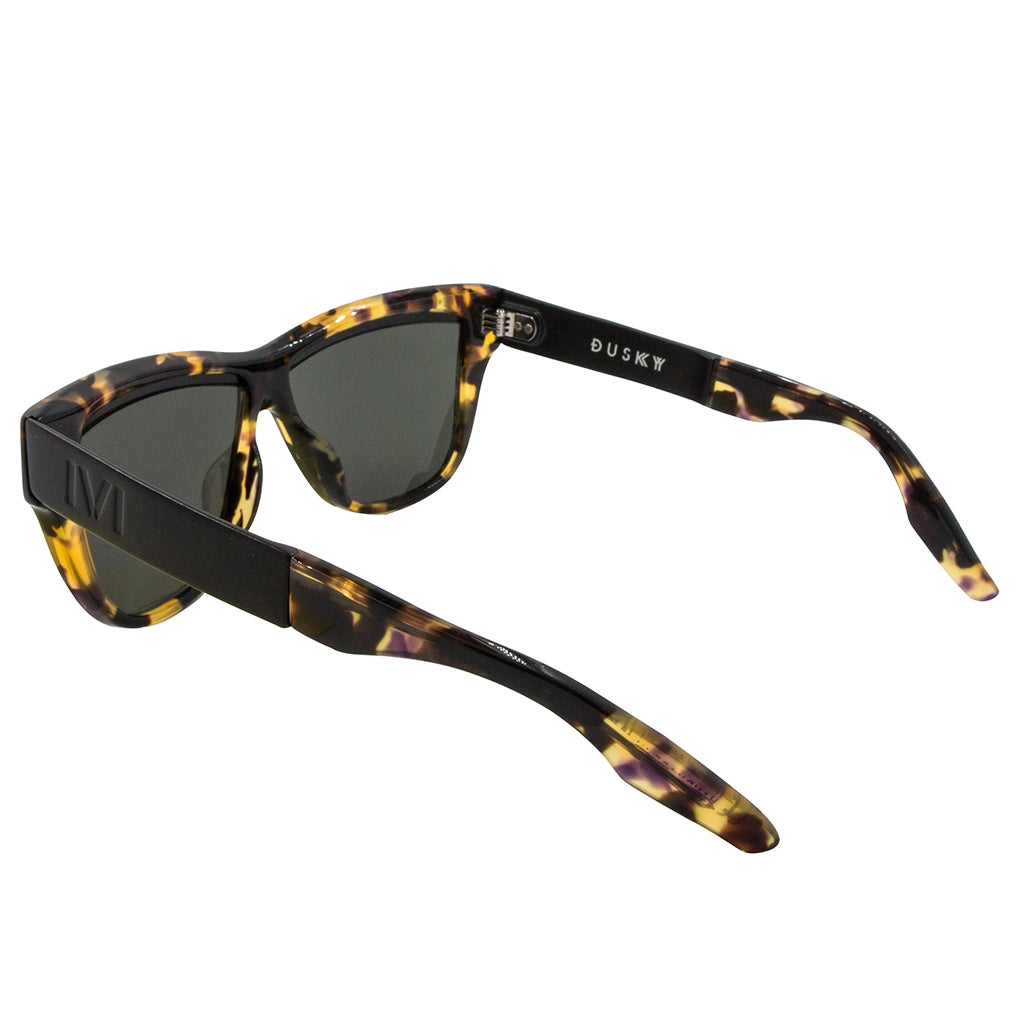 Polished Vintage Tortoise Brushed Black Grey Lens Sunglasses Dusky