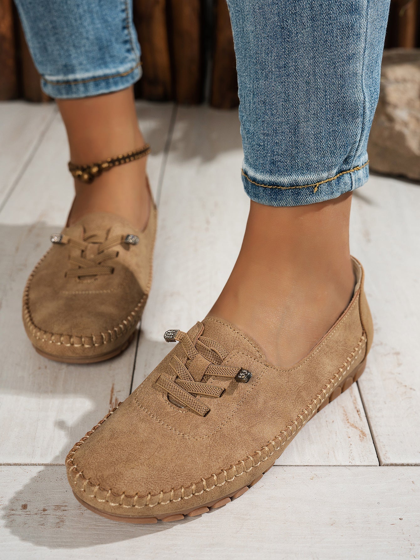 Comfortable Soft Large Size Women's Shoes Flat Heel PU Upper