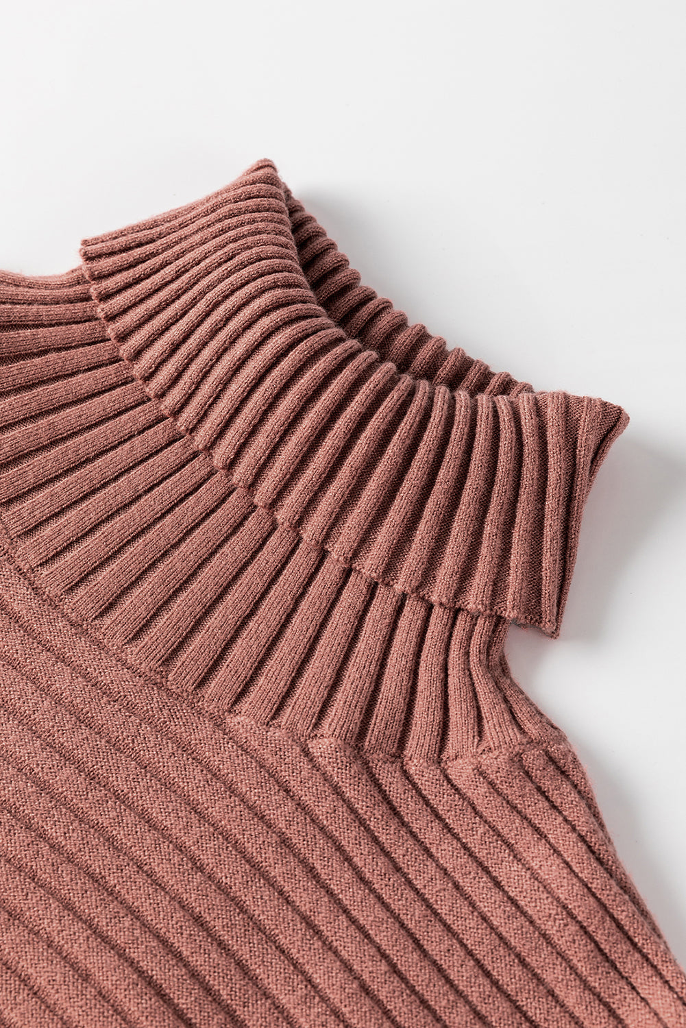 Mineral Red Ribbed Knit Turtleneck Tunic Sweater