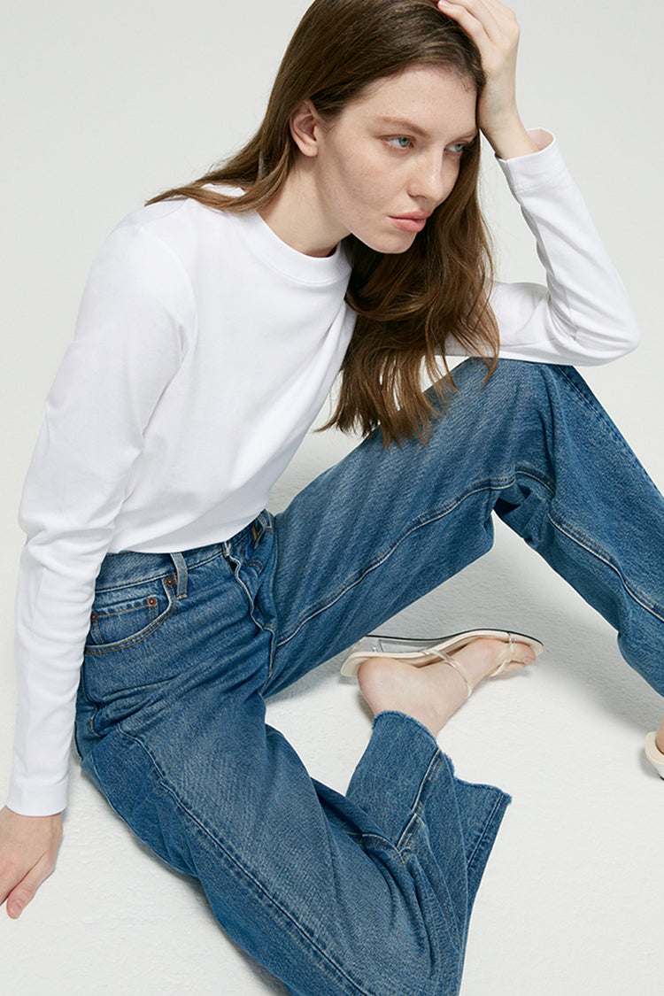Lightweight High-rise Relaxed Wide Leg Jeans Luna Flow HJ033