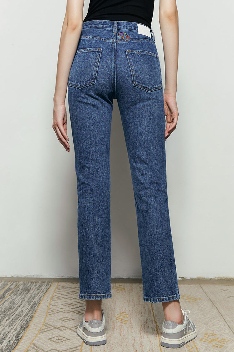 High Rise Kick Crop Jeans Mid-weight Stretch Denim Jeans Hey Joanie