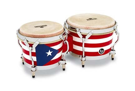 LP Matador Puerto Rico Flag Design Wood Bongos with Chrome Hardware