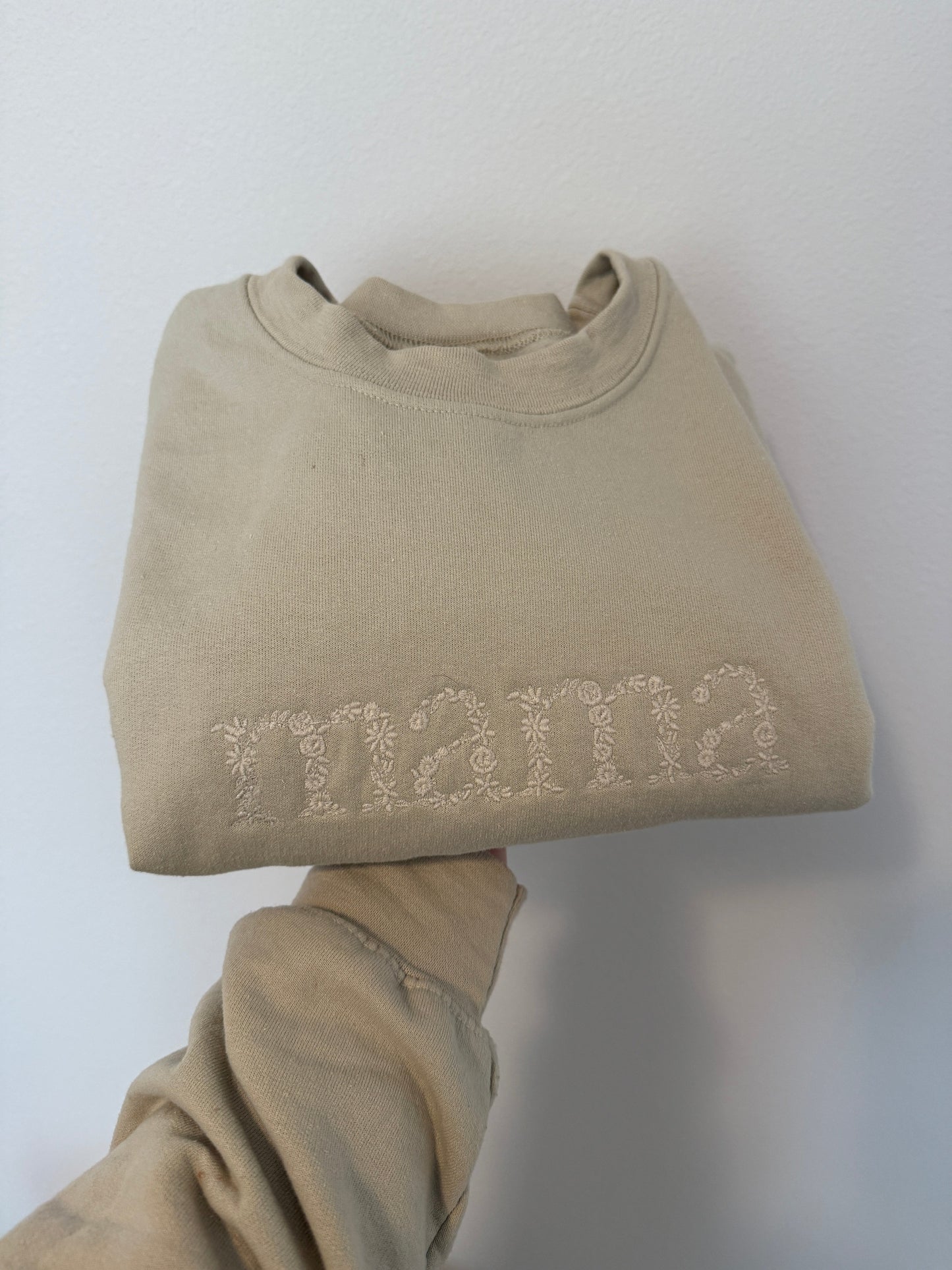Neutral Embroidered Mama Crewneck