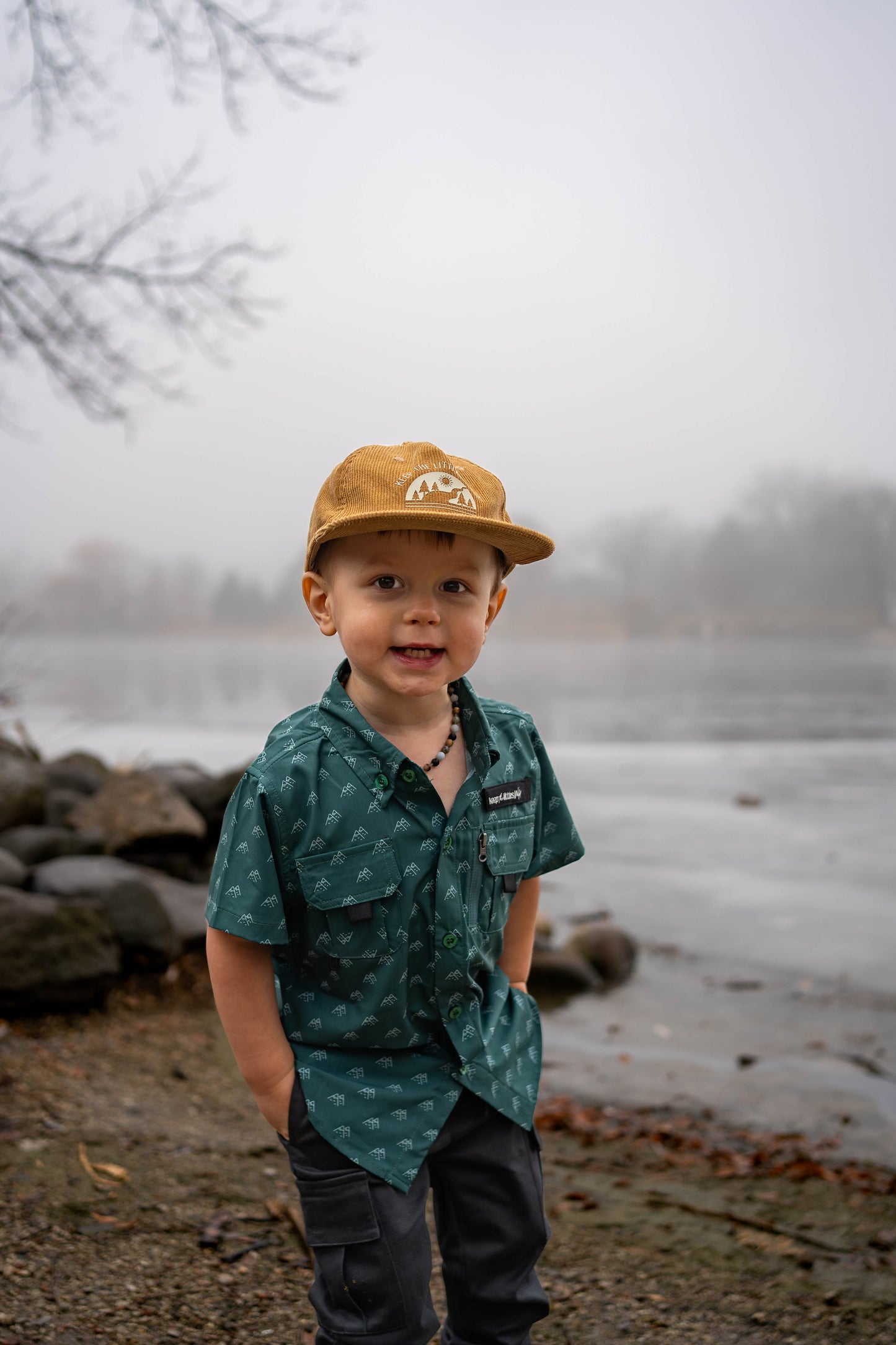 Fishing Shirt Green Mountains Button Up