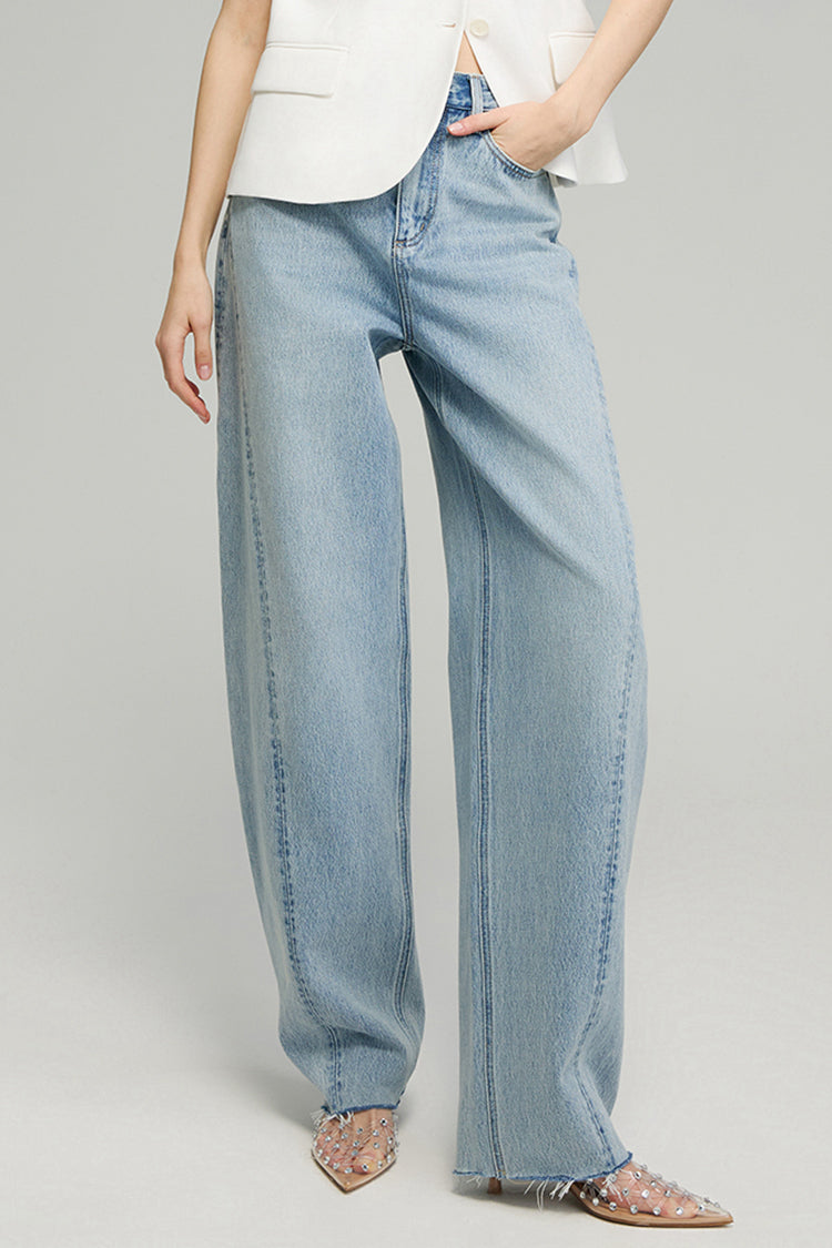 Lightweight High-rise Relaxed Wide Leg Jeans Luna Flow HJ033