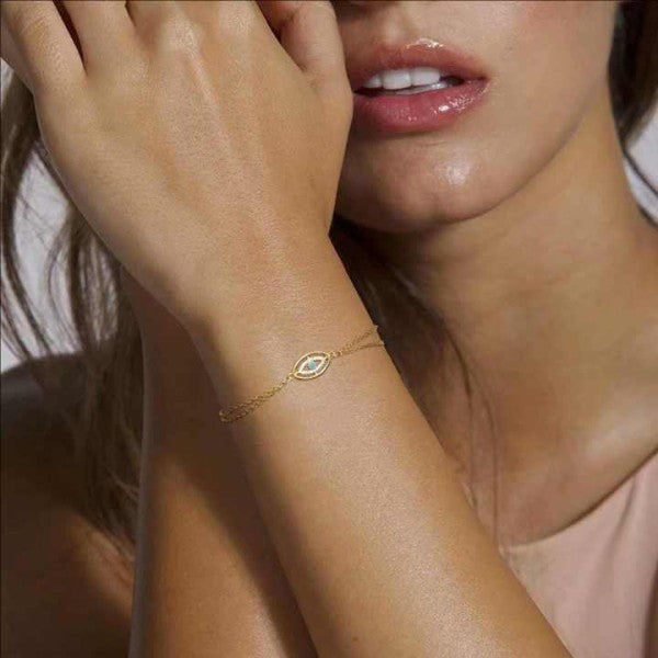 Minimal Evil Eye Silver-Plated Stainless Steel Bracelet