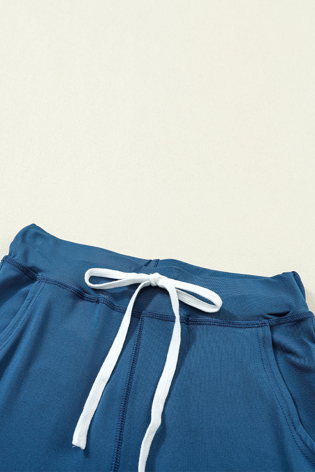 Blue Drawstring Waist Pocketed Joggers Relaxed Fit