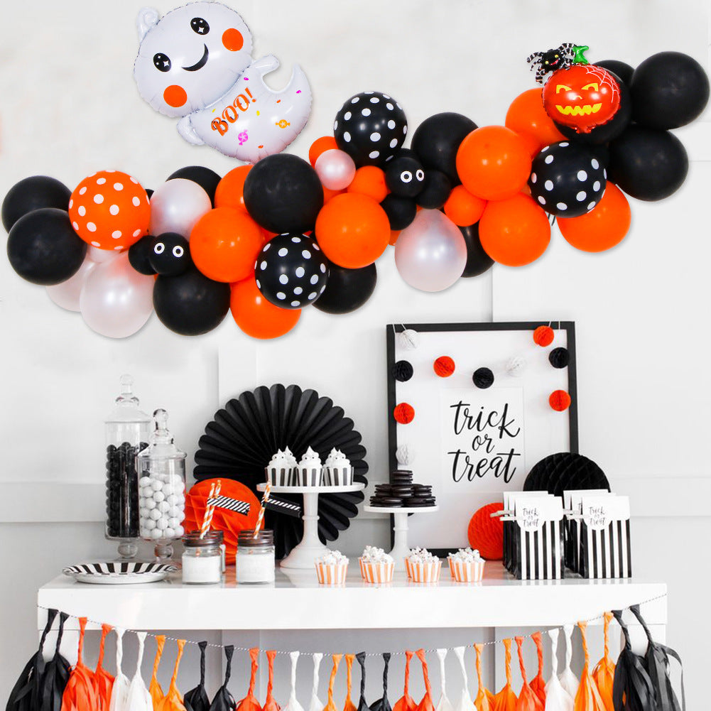 Halloween Pumpkin Theme Black Orange Balloon Chain Party Decoration Supplies
