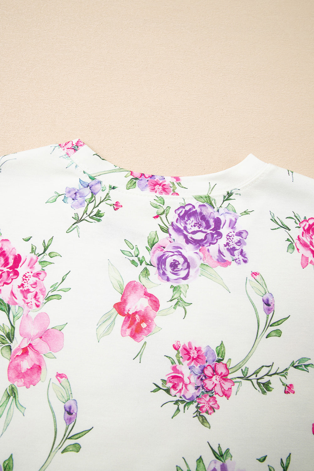 Apricot Floral Print Drawstring Lounge Pants Set Pullover