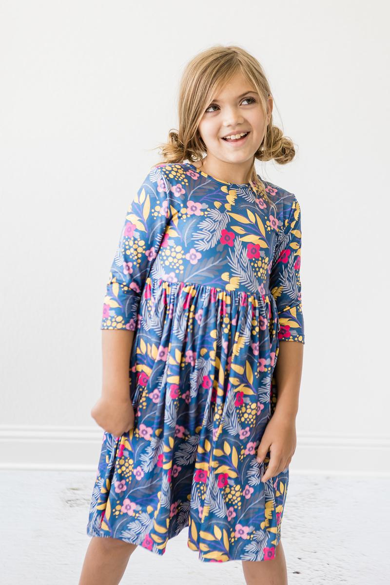 Flora 3/4 Sleeve Pocket Twirl Dress Mila & Rose