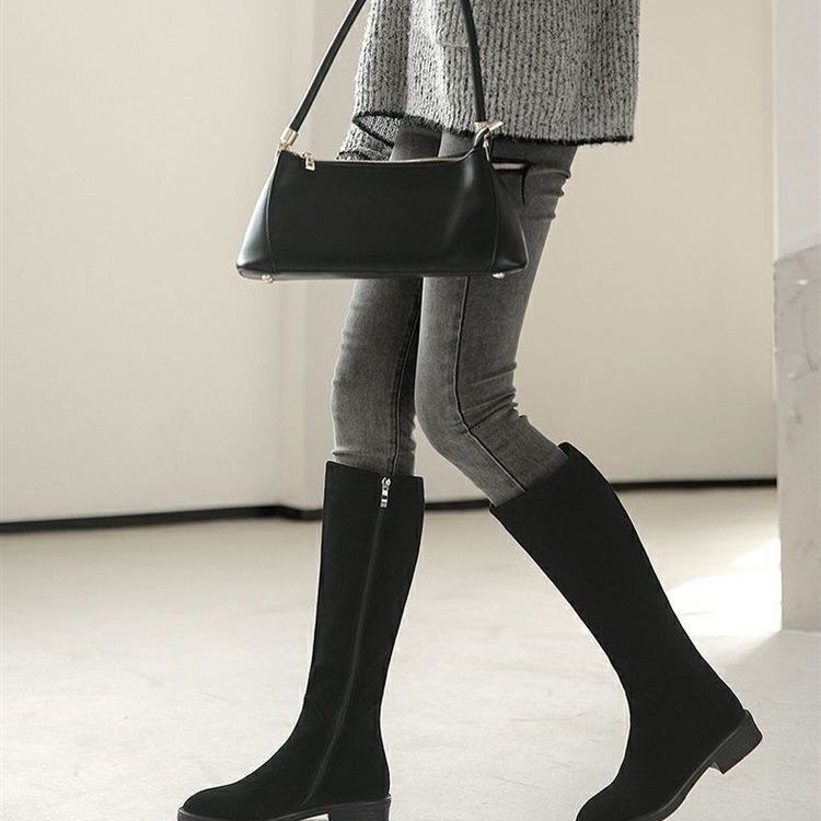 Women’s Long Martin Suede Solid Color Winter Fashion Boots