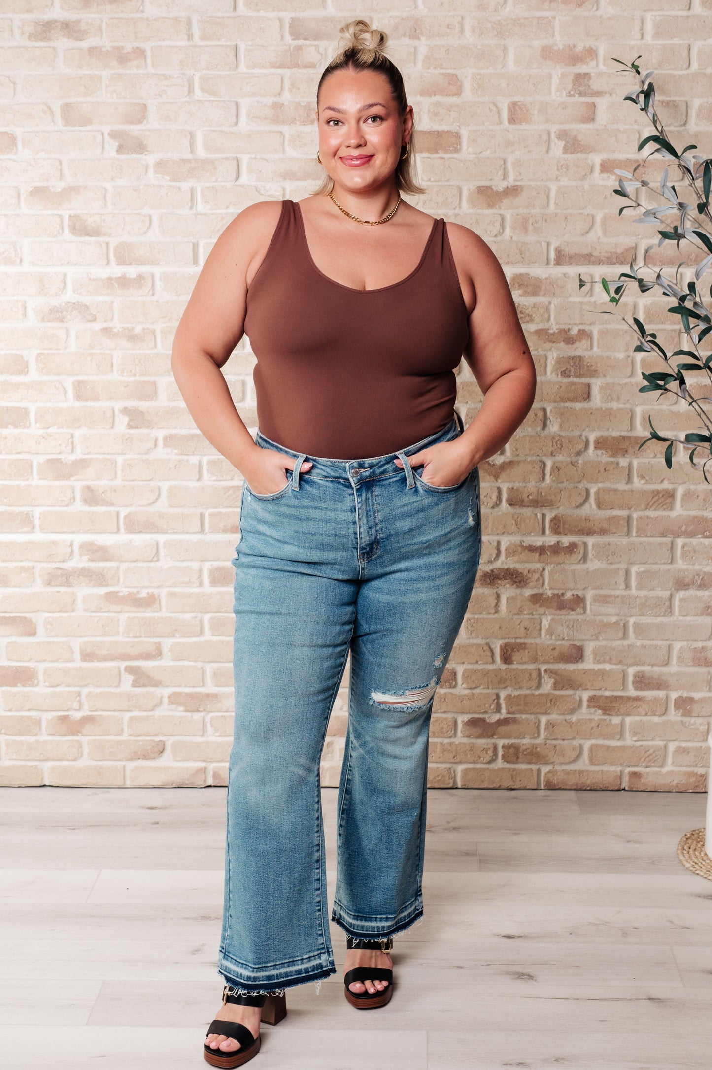 Mid Rise Distressed Released Hem Bootcut Jeans Judy Blue