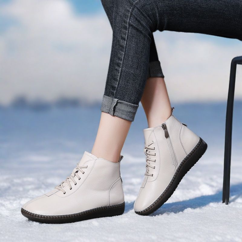 Genuine Leather Soft-Soled Flat Ankle Boots Women’s Stepique