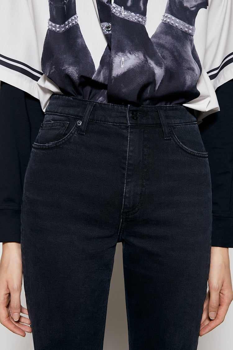 High Rise Kick Crop Jeans Mid-weight Stretch Denim Jeans Hey Joanie