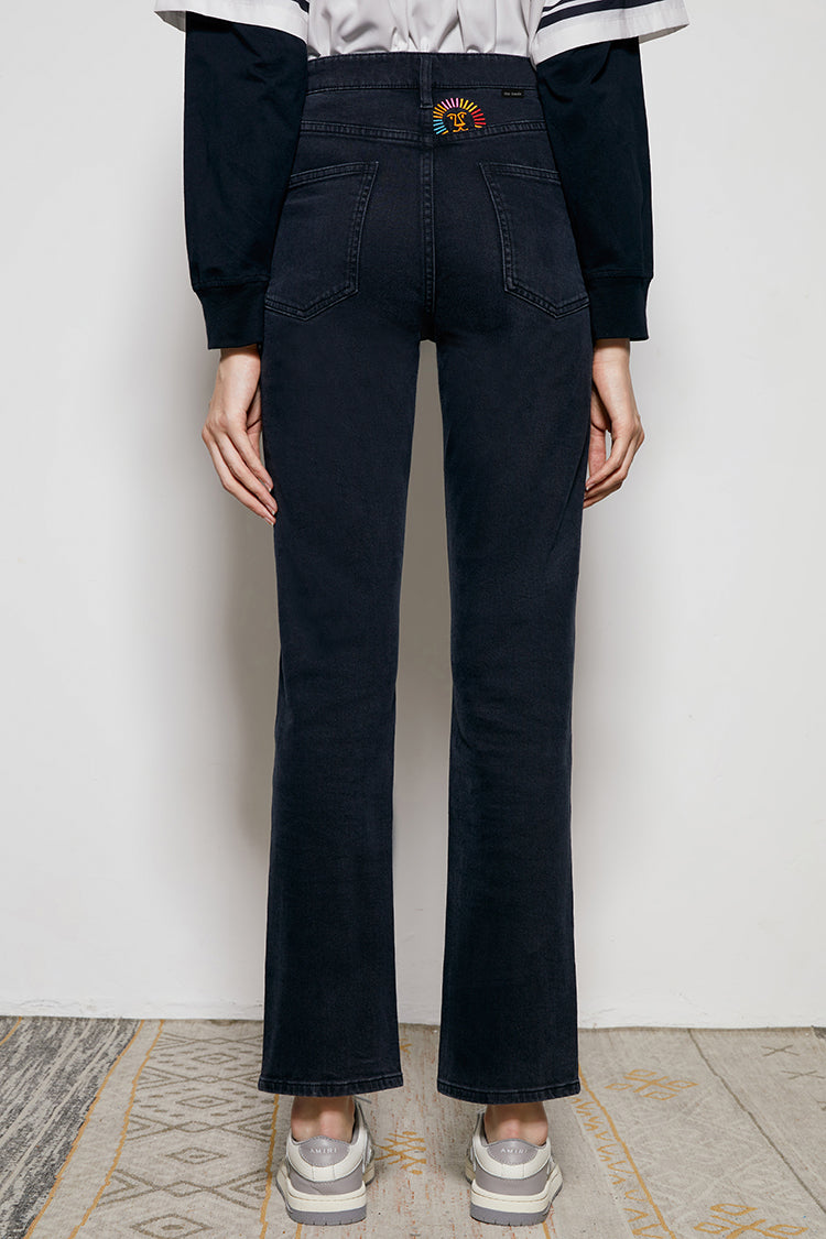 High Rise Kick Crop Jeans Mid-weight Stretch Denim Jeans Hey Joanie