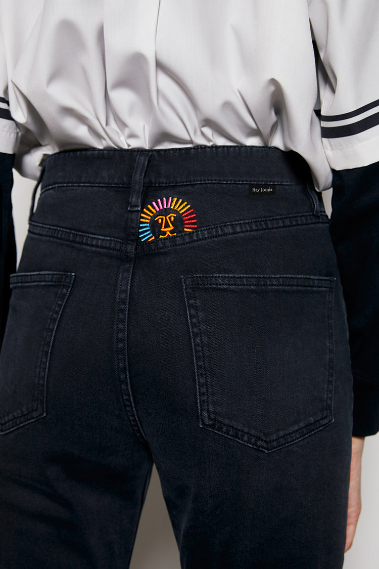 High Rise Kick Crop Jeans Mid-weight Stretch Denim Jeans Hey Joanie
