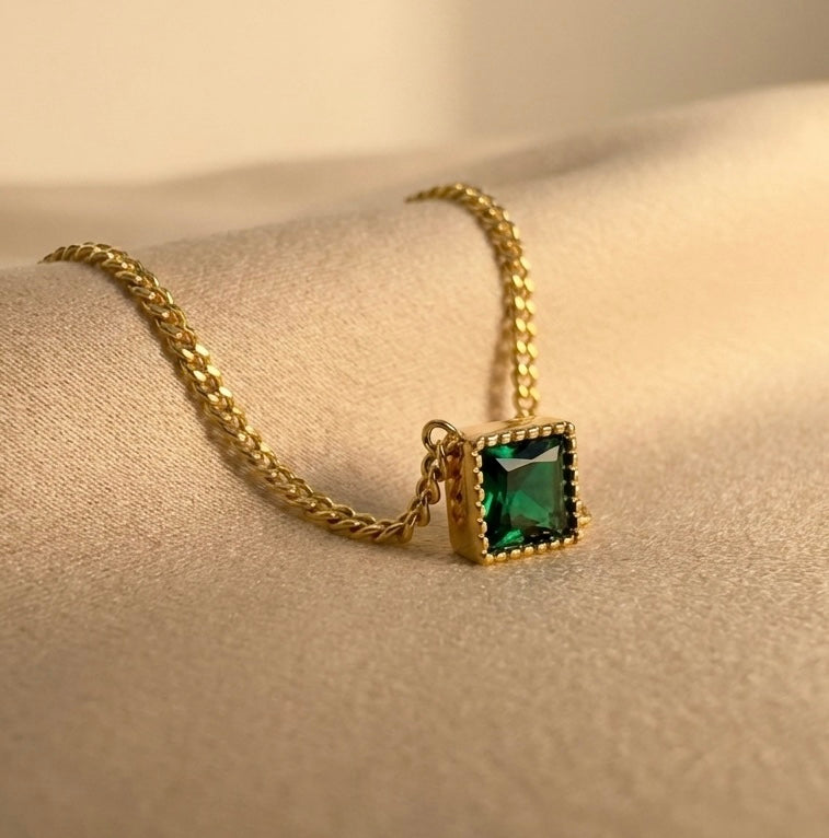 Green Zircon Elegant Gold-Plated S925 Sterling Silver Bracelet