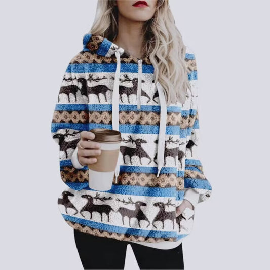 Christmas Printed Animal Pattern Loose Pullover Sweater For Women